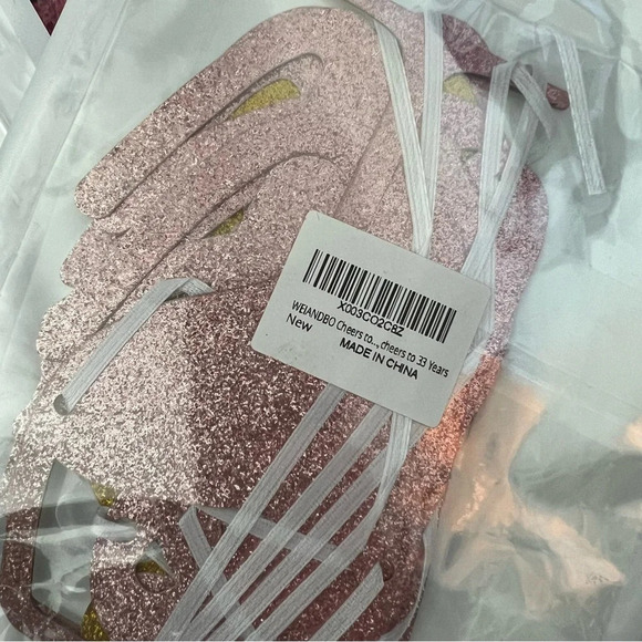 33rd Birthday Bundle! Pink Hanging Banner, Champagne Banner, Party Sash 33 Tiara - Picture 2 of 6